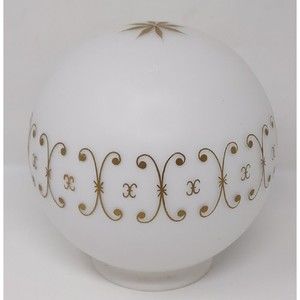 Mid Century Modern Vianne VV France Frosted Glass Globe Shade‎ Atomic Vintage